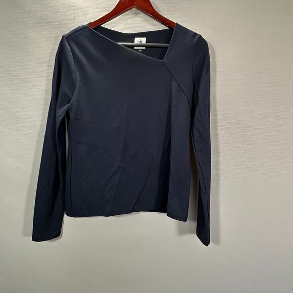 CAbi Top Womens Medium Contessa Tee Long Sleeve Navy Blue Stretch Tee 4371 - Picture 1 of 5